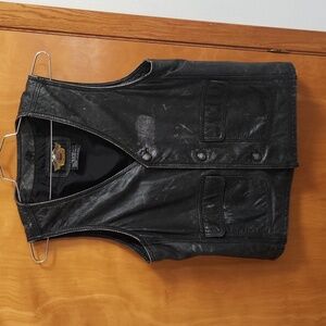 Harley-Davidson Black Leather Vest, Large